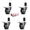 Service Caster 3'' Black Poly Swivel 1-5/8'' Expanding Stem Caster Set Total Lock Brake, 4PK SCC-EXTTL20S314-PPUB-BLK-158-4 - alternate 2